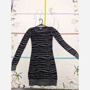 Women's Small Dots Glitter Gray/Black Long Sweater